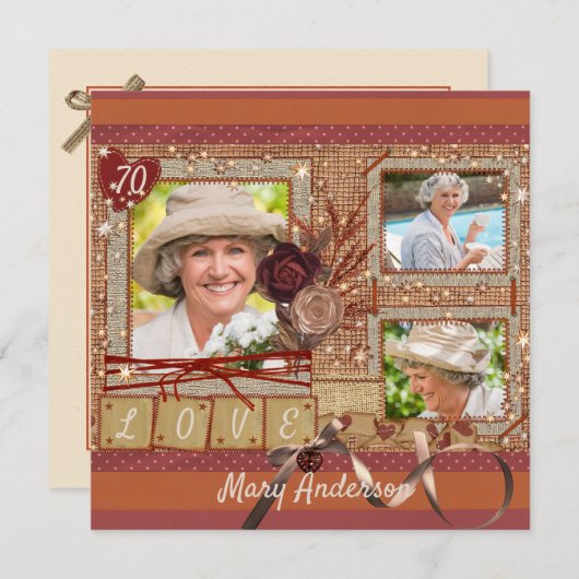 Shabby Chic Foto Geburtstagsparty Einladung (Vorne/Hinten)