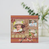 Shabby Chic Foto Geburtstagsparty Einladung (Stehend Vorderseite)