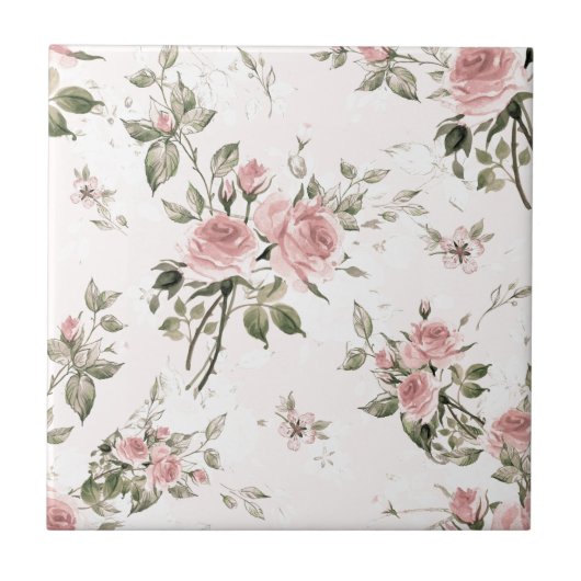 Shabby Chic, französisch chic, Vintag, blumenreich Fliese (Vorderseite)