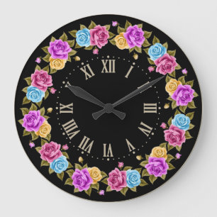 Shabby Chic Französische Vintage Schwarze Farbrösc Große Wanduhr