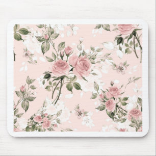 Shabby Chic, französischer Chic, Vintage, Blumenmu Mousepad