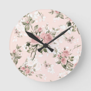 Shabby Chic, französischer Chic, Vintage, Blumenmu Runde Wanduhr