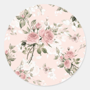 Shabby Chic, französischer Chic, Vintage, Blumenmu Runder Aufkleber