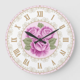 Shabby Chic Französischer Vintage Gold Blass Magen Große Wanduhr
