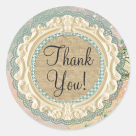 Shabby Chic French Frame Vintag Shop Vielen Dank Runder Aufkleber