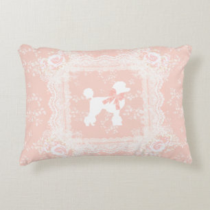 Shabby Chic French Poodle Vintag Lace Dekokissen