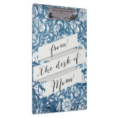 Shabby Chic für Navy und White Denim Damask Klemmbrett (Rechts)