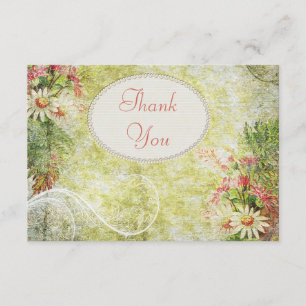 Shabby Chic-Gänseblümchen u. Wildblumen danken Dankeskarte