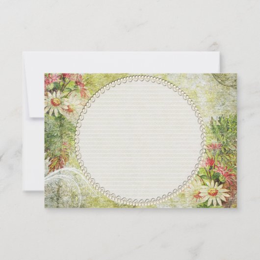 Shabby Chic-Gänseblümchen u. Wildblumen danken Dankeskarte (Rückseite)