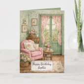Shabby-Chic-Gartenleseecke Karte (Vorderseite)