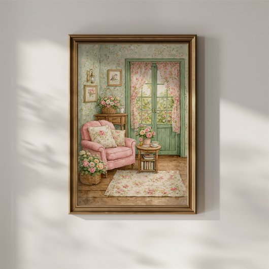 Shabby-Chic-Gartenleseecke Poster