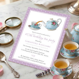 Shabby-Chic-Geburtstags-Teeparty Einladung