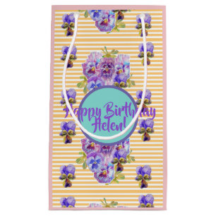 Shabby Chic Gelb gestreifte Blumen Blumen-Geschenk Kleine Geschenktüte