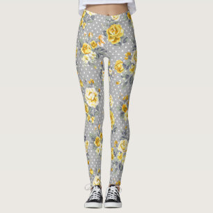 Shabby Chic-gelbe Rosen-Leggings Leggings