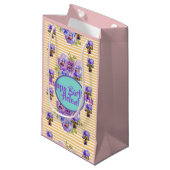 Shabby Chic Gelbe Streifen Blume Blumenbeutel Kleine Geschenktüte (Vorderseite Schrägansicht)