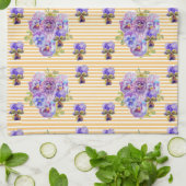 Shabby Chic Gelber Streifen Pansy Floral Geschirrtuch (Gefaltet)
