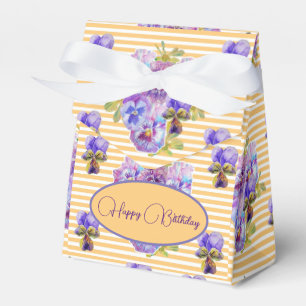 Shabby Chic Gelber Streifen Pansy Floral Gevor Box Geschenkschachtel