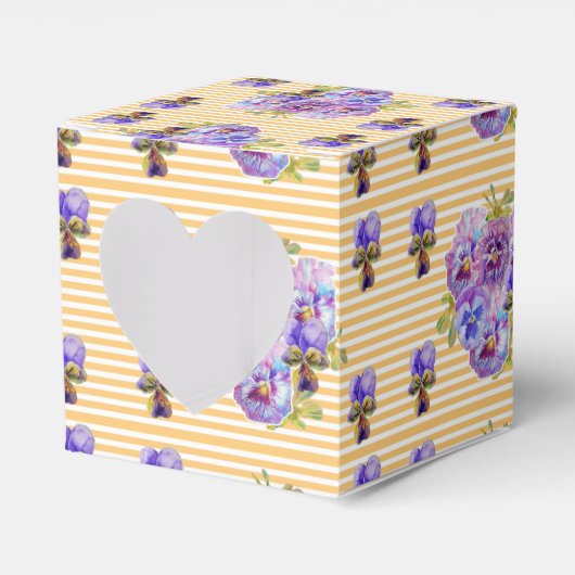 Shabby Chic Gelber Streifen Pansy Floral Gevor Box Geschenkschachtel (Vorderseite)