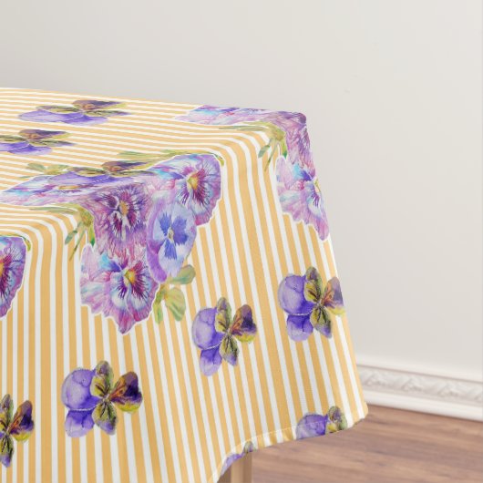 Shabby Chic Gelber Streifen Pansy Floral Tablette Tischdecke (Beispiel)