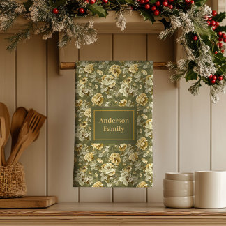 Shabby Chic Geschenk Personalisiertes Gold Florale Geschirrtuch