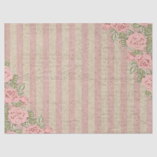 Shabby Chic-gestreifte Blumenhochzeit Seidenpapier (Vorderseite)