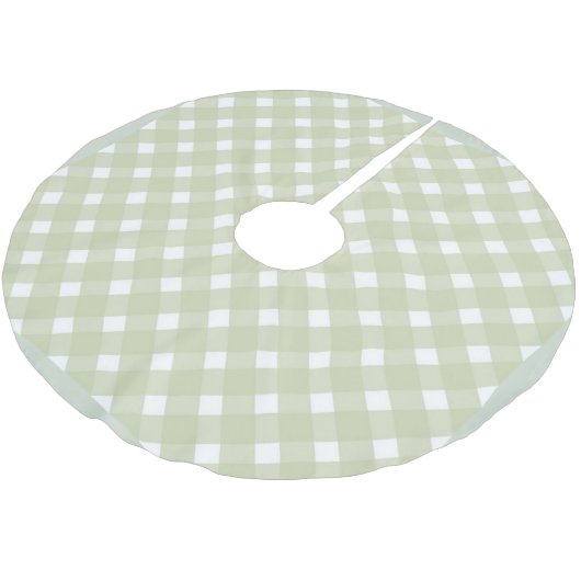 Shabby Chic Gingham Pastel Green Mix Polyester Weihnachtsbaumdecke (Schrägansicht)
