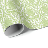 Shabby Chic-grüner Damast Geschenkpapier (Rolleneckpunkt)