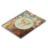 Shabby Chic Grunge Blumenbeutel Notizblock (Linke Seite)