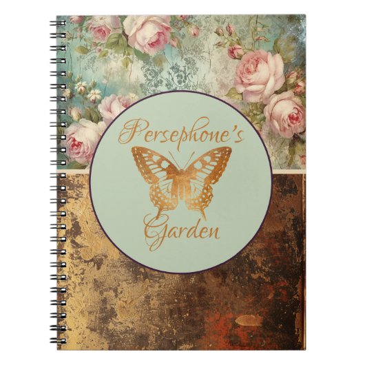 Shabby Chic Grunge Blumenbeutel Notizblock (Vorderseite)