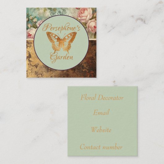 Shabby chic grunge style floral florist quadratische visitenkarte (Vorne/Hinten)