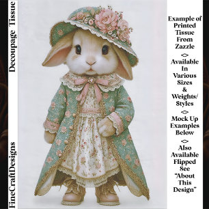 Shabby Chic Häschen im Blumenkleid EV6R Decoupage Seidenpapier