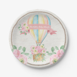Shabby Chic-Heißluft-Ballon-Rosa-Blumendusche Pappteller