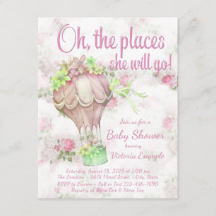 Shabby Chic Heißluftballon-Baby-Shower-Einladung Einladung
