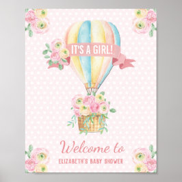 Shabby Chic Heißluftballon Rosa Blumendusche Poster