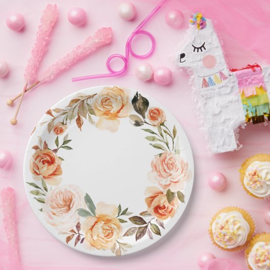 Shabby Chic Herbst Blumenpapier Teller (Party)