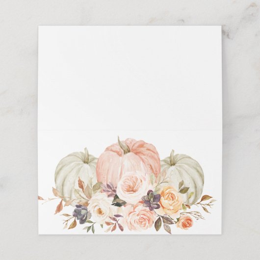 Shabby Chic Herbstflorale Platzkarten (Außenseite Aufgefaltet)