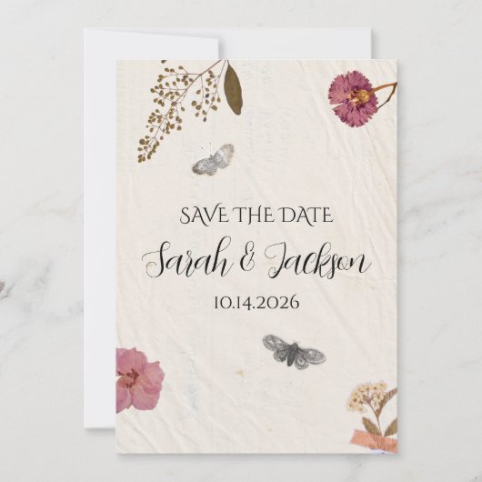 Shabby Chic Hochzeit Pressed Blume Einladung (Vorderseite)