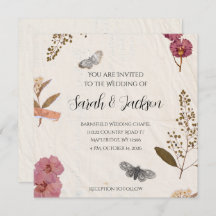 Shabby Chic Hochzeit Pressed Blume Einladung Hochz