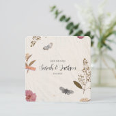 Shabby Chic Hochzeit Pressed Blume Save The Date (Stehend Vorderseite)