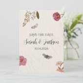 Shabby Chic Hochzeit Pressed Blume Save The Date (Stehend Vorderseite)