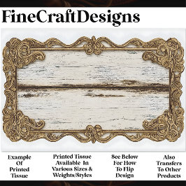 Shabby Chic Holz + Goldene Scroll Rahmen AN2 Decou Seidenpapier