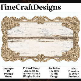 Shabby Chic Holz + Goldene Scroll Rahmen AN3 Decou Seidenpapier