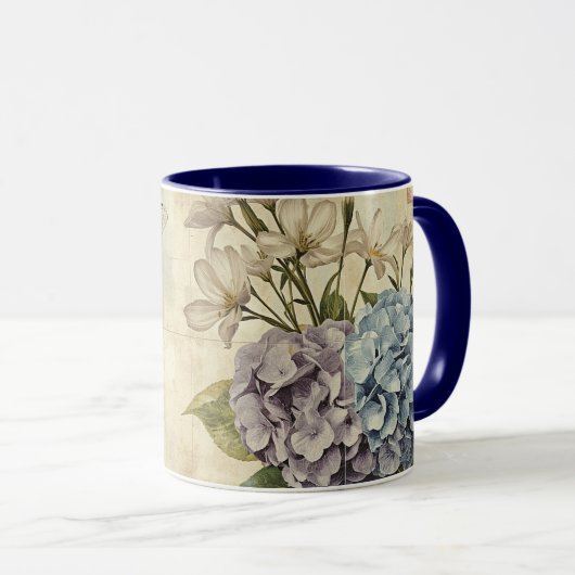 Shabby Chic Hortensien und Libelle Tasse (VorderseiteRechts)