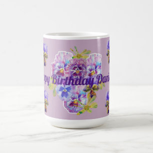 Shabby Chic Hübsch Lila Pansy floral Lilac Tasse