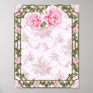 Shabby Chic Hübsch Peonies Poster