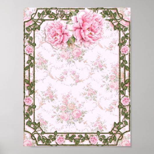 Shabby Chic Hübsch Peonies Poster (Vorne)