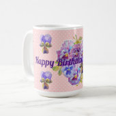 Shabby Chic Hübsch Pink Pansy Blüte Dot Tasse (Vorderseite Links)