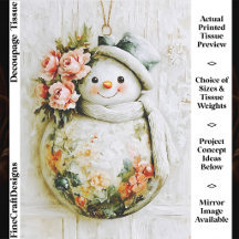 Shabby Chic Hübscher Blumiger Schneemann FT6L Deco