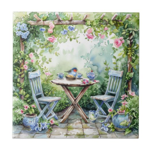 Shabby Chic Hütte Garden Keramik Tile Fliese (Vorderseite)