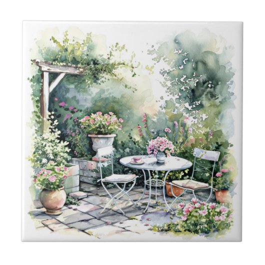 Shabby Chic Hütte Garden Keramik Tile Fliese (Vorderseite)